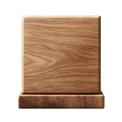 Wooden rectangular block, natural grain, for product display on transparent background