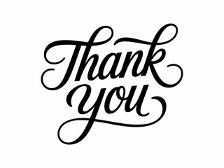 Fototapeta premium Elegant thank you calligraphy isolated on white background