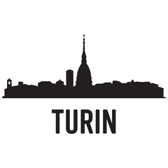 Fototapeta premium Turin skyline horizontal banner. Buenos Turin, Italy. Vector template for your design. Vector black silhouette. with white background.