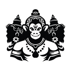 Hanuman Multi Face Mythical Illustration