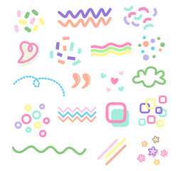 Colorful Doodle Hand Drawn Icon Set on White Background