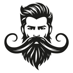 Barbershop logo with curled mustache