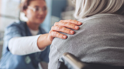 Healthy lifestyle and medical concept, the healthcare worker talks to the elderly patient and...