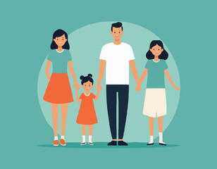 Happy Family Vector Illustration – Parents and Kids Together