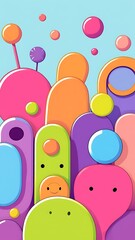カラフルで立体的なポップアートキャラクター背景