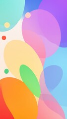 カラフルな半透明の有機的な図形が重なる抽象背景