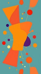 ポップなオレンジと黄色の幾何学図形抽象背景