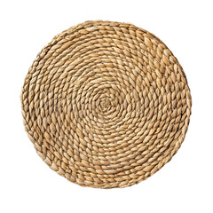 Elegant Minimalist Straw Mat with Sleek Woven Design on White Background