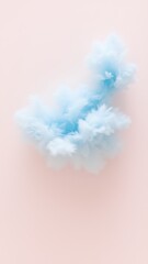 ピンク背景に浮かぶブルーのふわふわした抽象的な塊