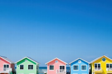 Colorful cottages with ocean view