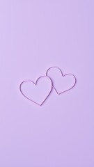 ラベンダー色の背景に描かれた2つのハートライン