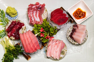 view of the tuna sashimi on the plate