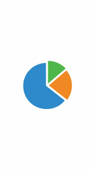 Simple Three-Section Oval Pie Chart in Blue, Green, and Orange