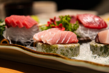 view of the tuna sashimi on the plate