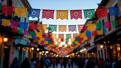 Colorful Papel Picado Decorations for Mexican Festival