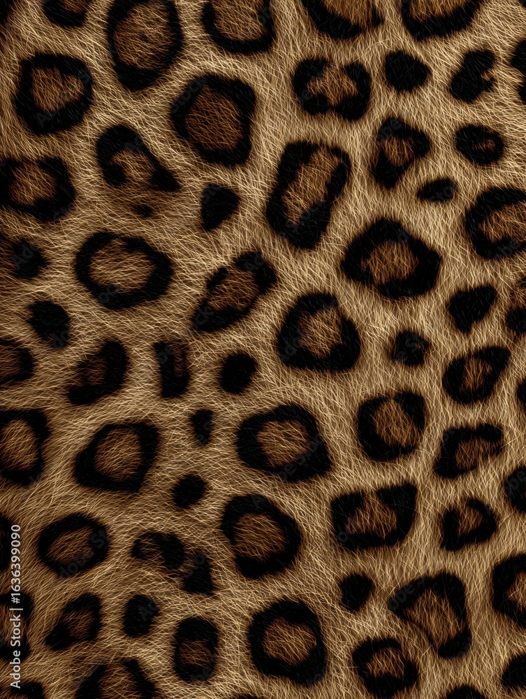 Poster leopard print background with distinctive spots and texture detail