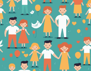 Happy Family Vector Illustration – Parents and Kids Together