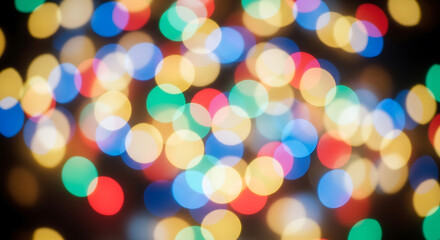 Abstract Bokeh Light Effect with Soft Defocused Colorful Circles on Dark Background