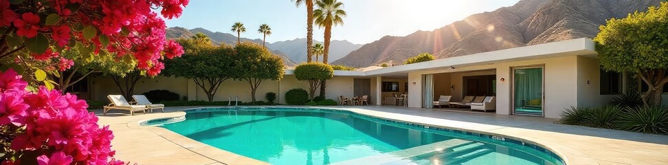 Palm Springs Mid-Century Modern  Relaxed Luxury Vacation Home with Bougainvillea and Pool