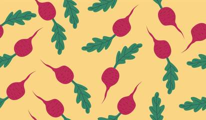 Cute beetroot pattern background vector design