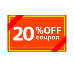 背景透過の20パーセントオフクーポン券イラスト素材