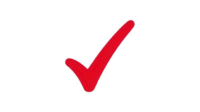 A bold, hand-drawn style red check mark graphic isolated on a pure white background.