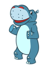 Funny cartoon character dancing hippopotamus