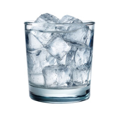 clear glass filled with ice cubes, reflecting light beautifully, perfect for refreshing drinks