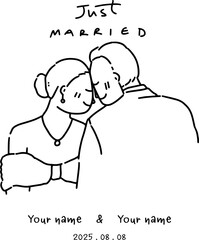 Couple line design drawings are used for making wedding cards or wedding decorations.