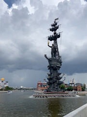 The statue honoring Tsar Peter the Great, Moscow, Russia