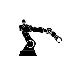 Silhouette of a robotic arm on a white background