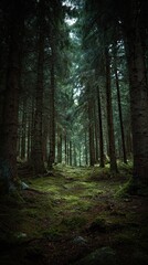 Fototapeta premium Forest path through tall trees