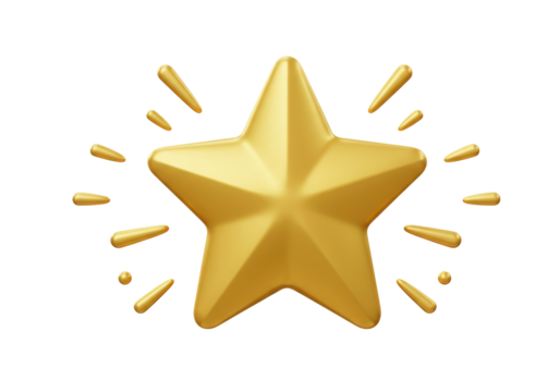 Isolated Shiny Golden Star Icon with Radiant Sparkles