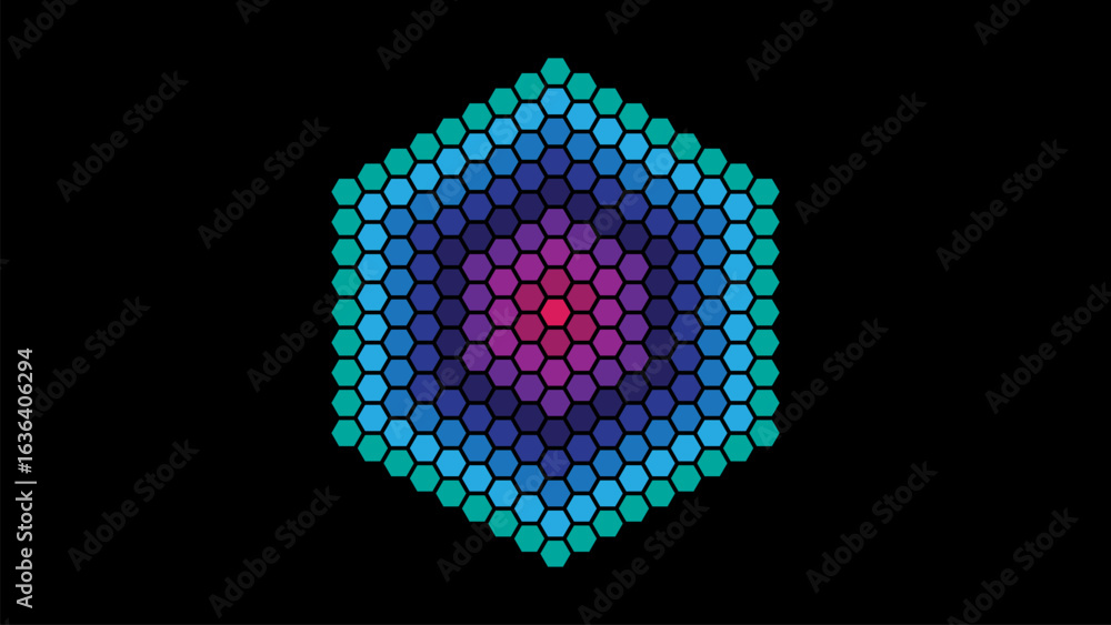 Aufkleber hexagonal halftone pattern. set of dotted abstract shapes. half tone design elements in geometric te