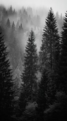 Misty forest landscape