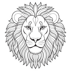 Lion Face Line Drawing