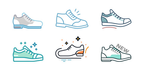 Collection of various shoe styles isolated on white background