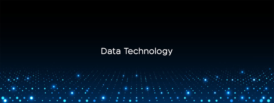 Digital Technology Presentation Background.  Cyber Big Data Flow Particles Bokeh. Digital Neural Network. Concept of AI Artificial Intelligence Technology Machine Deep Learning.