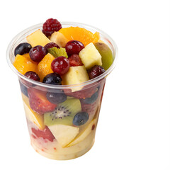 A whole single cup of fruit salad isolated on a transparent background