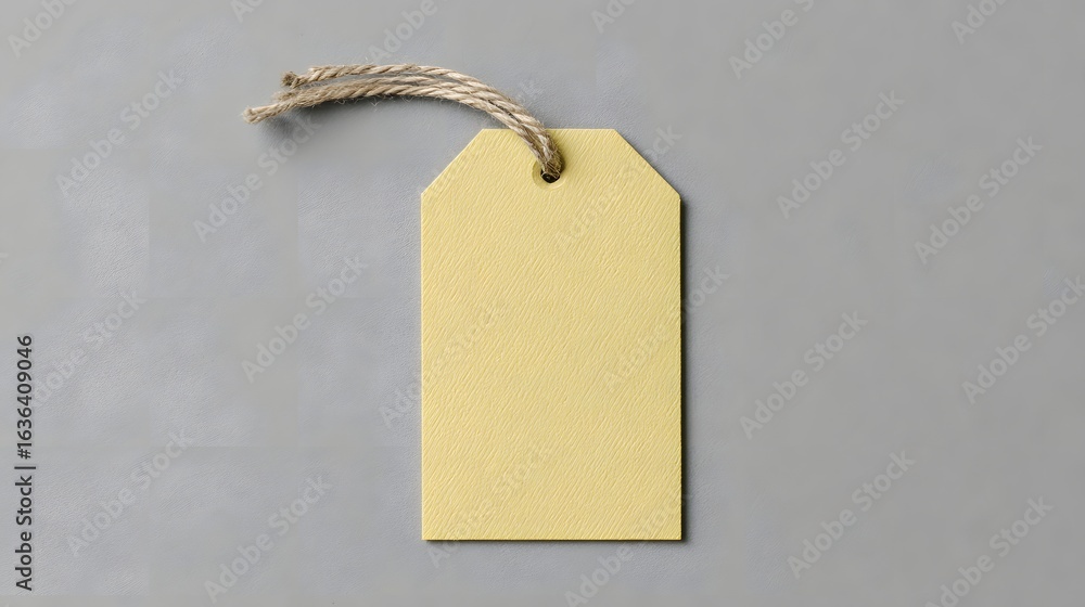 Aufkleber light yellow rectangular tag with twine.