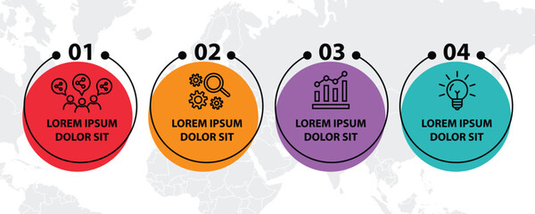 4 steps infographic template with 4 options. Flowchart that can be used for business report, data visualization and presentation. Timeline infographic elements vector illustration.