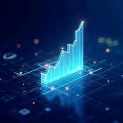 Naklejka premium 3D Illustration of a Rising Trend Graph on a Futuristic Interface
