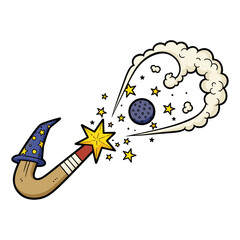 Magical Field Hockey Stick Transformed into a Wizard's Wand with Stars