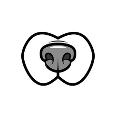 Minimalist Black and White Dog Nose and Muzzle Outline Illustration
