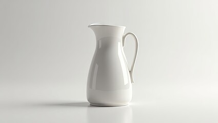 Elegant white ceramic pitcher against a plain background.
