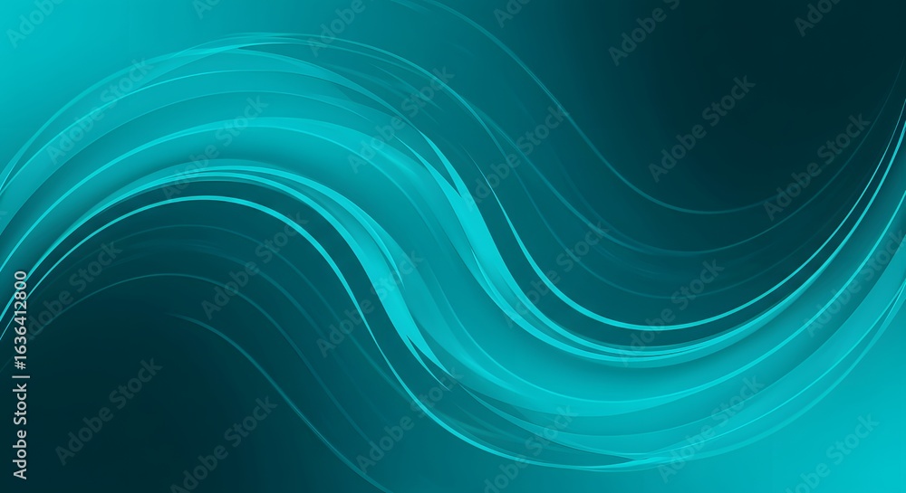 Aufkleber abstract teal background with flowing curved lines creating a dynamic and elegant design element