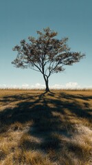 Fototapeta premium Lonely tree in field under sky