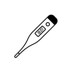 Digital thermometer showing temperature reading icon silhouette