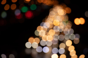 Colorful of Christmas lights background defocused blurred