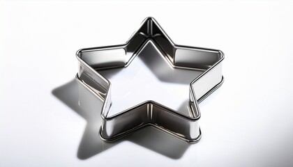 star shaped metal cookie cutter isolated on transparency background shiny and reflective kitchen tool for baking with smooth edges and hollow center